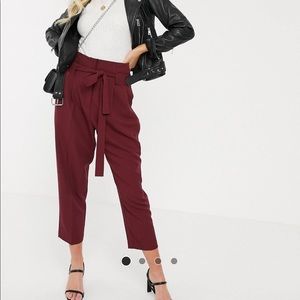 ASOS DESIGN tie waist tapered ankle grazer pants